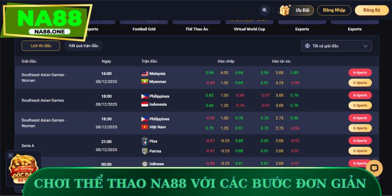 Chơi thể thao NA88 với các bước đơn giản